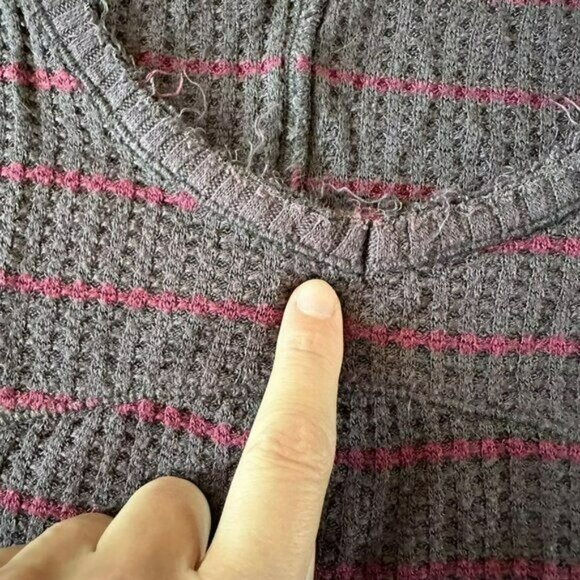 Free People Gray and red scoop neck long sleeve top women's size small - Picture 5 of 7